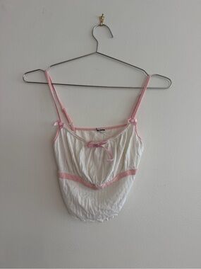 ‼️LAST CHANCE B4 CONSIGNMENT⌛️CROP TANK PINK TRIM BOW